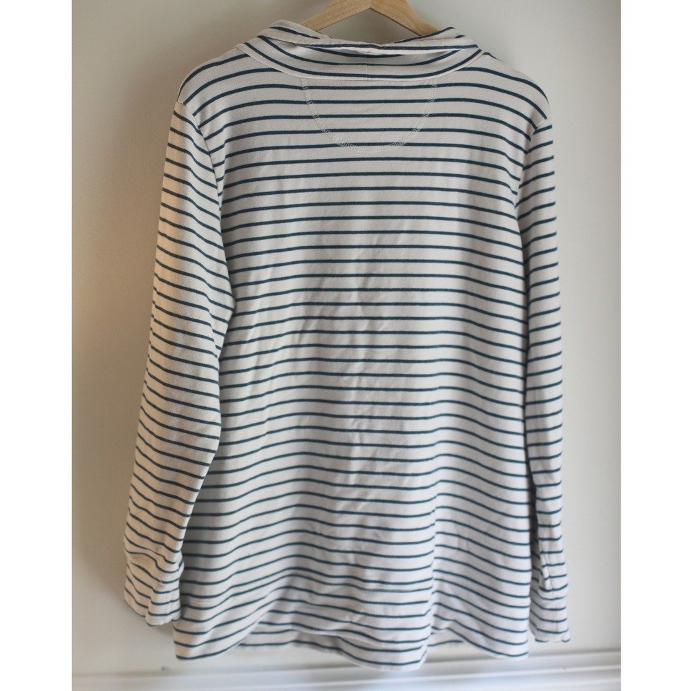 LL Bean Funnel Neck Pullover Sweatshirt Women's XL Regular Striped Blue Cream - Picture 6 of 6